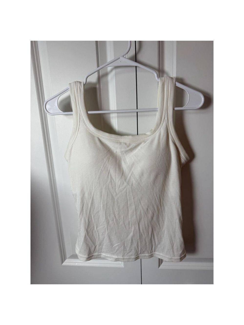 Tank Top L White Ribbed